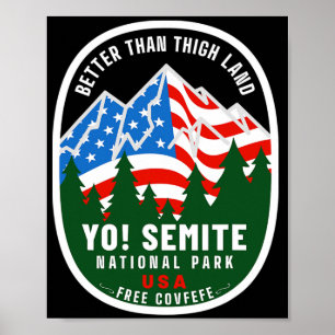 Affiche Yo Semite Parc National Drôle Drapeau Américain Cu