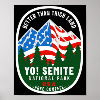 Affiche Yo Semite Parc National Drôle Drapeau Américain Cu