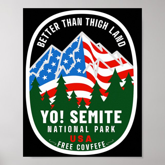 Affiche Yo Semite Parc National Drôle Drapeau Américain Cu (Devant)