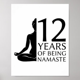 Affiche Yoga 12 Ans Méditation Géniale Namaste 12e Anniver