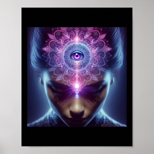 Affiche Yoga Ajna Conscience Troisième Œil Chakra Brahman  (Devant)
