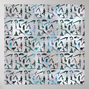 Affiche Yoga Asanas / Poses pattern Labradorite on pearl