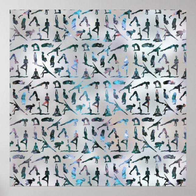 Affiche Yoga Asanas / Poses  pattern  Labradorite on pearl (Devant)