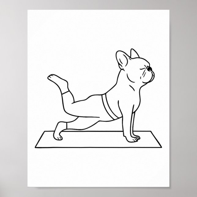 Affiche Yoga Bulldog français drôle Frenchie  (Devant)
