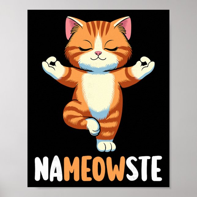 Affiche Yoga Chat Nameowste Méditation Zen Chatons Namaste (Devant)
