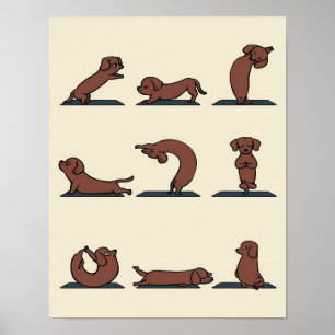Affiche Yoga Dachshund   Un cadeau idéal pour les mamans