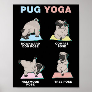 Affiche Yoga de Chien Carlin Yogiste Spirituel Méditation