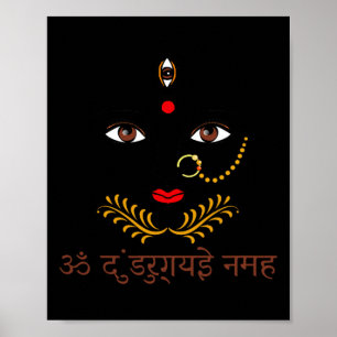 Affiche Yoga de la déesse hindoue Durga avec mantra sanskr
