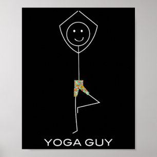 Affiche Yoga d'hommes drôles, exercice de yoga pour garçon