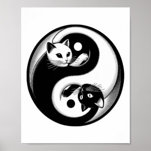 Affiche Yoga du chat Tai Chi Mandala Zen Yin Yang