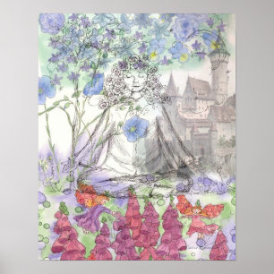 Affiche Yoga Fairy Castle Floral Collage
