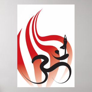 Affiche Yoga flamme spirituelle Om Ohm Calligraphie Logo Z