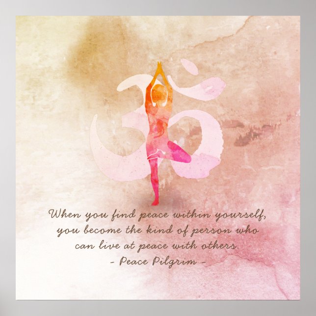 Affiche YOGA Instructeur d'aquarelle méditation Pose Om SI (Devant)