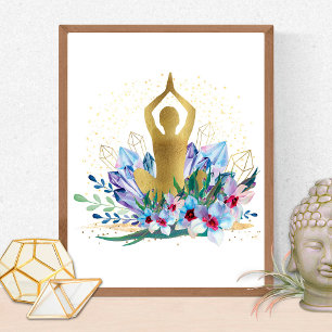 Affiche Yoga Instructeur Energie Guérisseur Cristaux Reiki