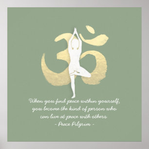 Affiche Yoga Instructor Studio Citations Arbre Pose OM Sym