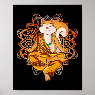 Affiche Yoga méditation écureuil