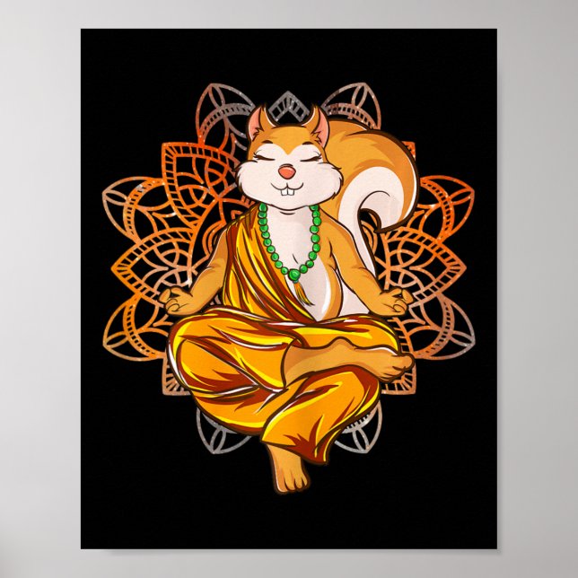 Affiche Yoga méditation écureuil  (Devant)