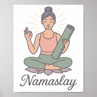 Affiche Yoga Méditation Pleine Conscience Lotus Calme Éner