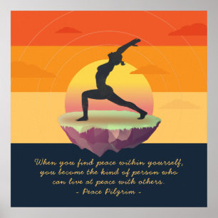 Affiche Yoga Meditation Pose Sunset Floating Island Quotes