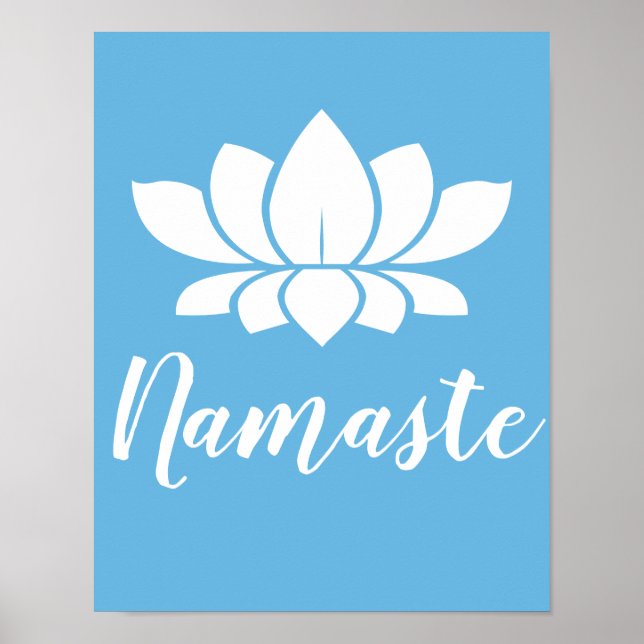 Affiche Yoga Namaste Blanc Lotus Fleur & Calme Bleu (Devant)