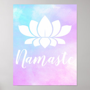 Affiche Yoga Namaste White Lotus Flower & Pastels