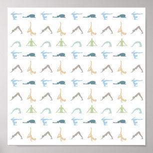 Affiche Yoga poses silhouette mindfulness meditation
