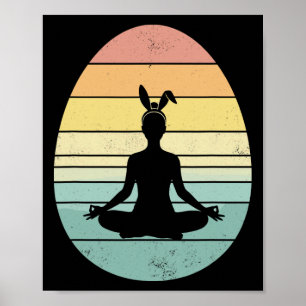 Affiche Yoga Rétro Œuf de Pâques Jour de Pâques Méditation