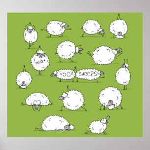 Affiche Yoga Sheep : Whimsical Sketch Fun.