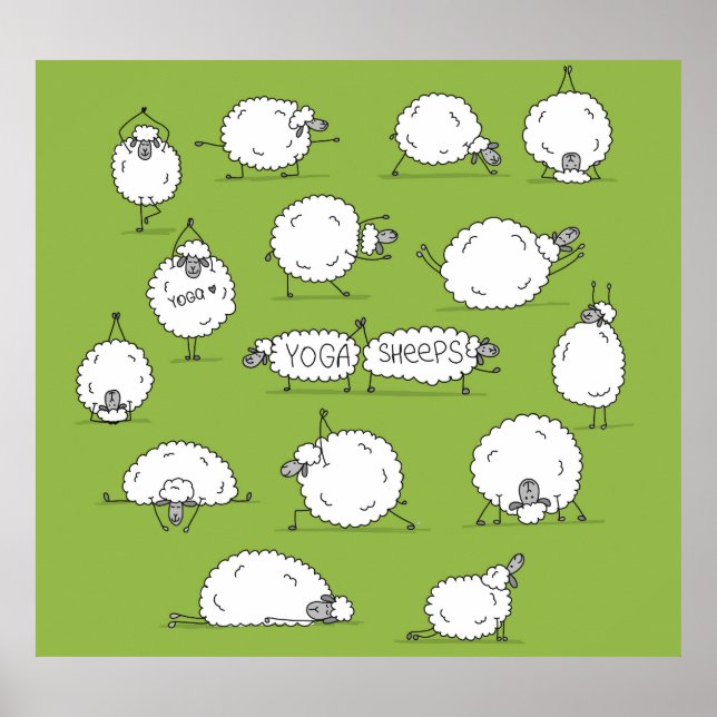 Affiche Yoga Sheep : Whimsical Sketch Fun. (Devant)