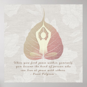 Affiche Yoga Studio Instructeur Méditation Pose Bodhi Leaf