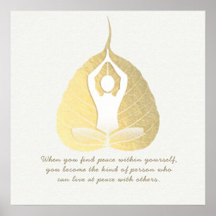 Affiche Yoga Studio Instructeur Méditation Pose Bodhi Leaf