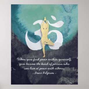Affiche Yoga Studio Instructor Méditation Pose OM Symbole