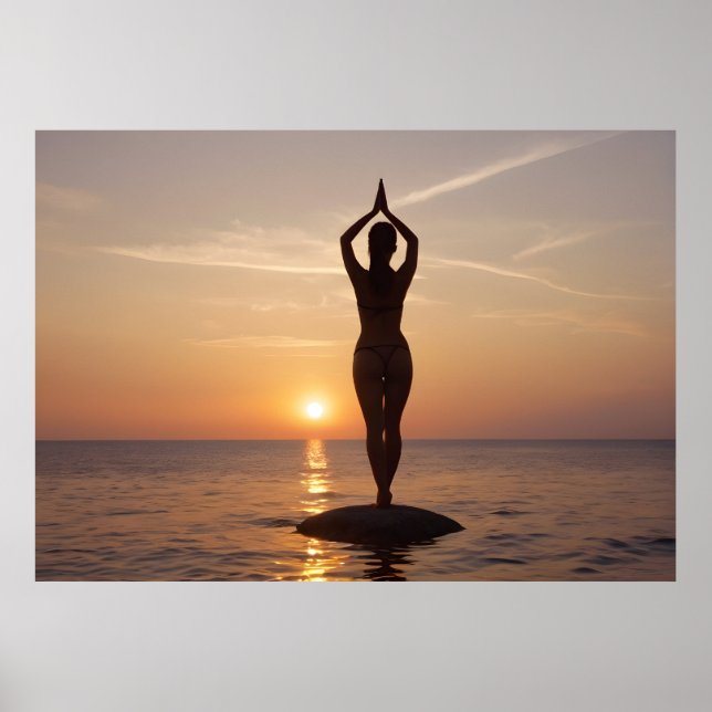 Affiche Yoga sur la plage (Devant)