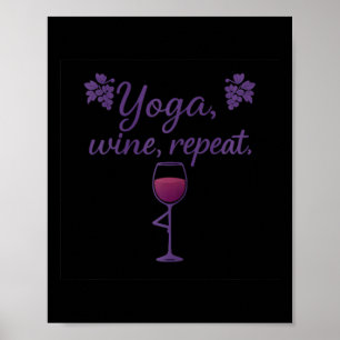 Affiche Yoga Vin Répéter Verre à Vin Pose de l'Arbre Raisi