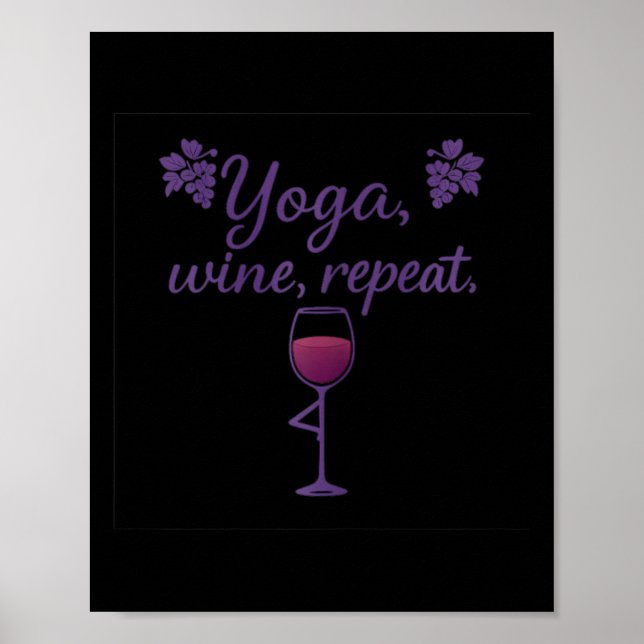 Affiche Yoga Vin Répéter Verre à Vin Pose de l'Arbre Raisi (Devant)