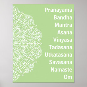 Affiche Yoga Words White Mandala