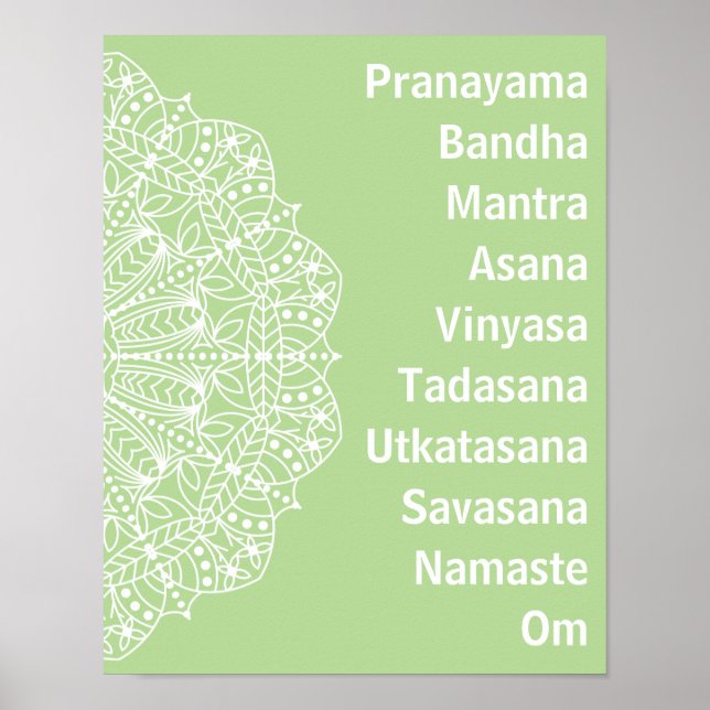 Affiche Yoga Words White Mandala (Devant)