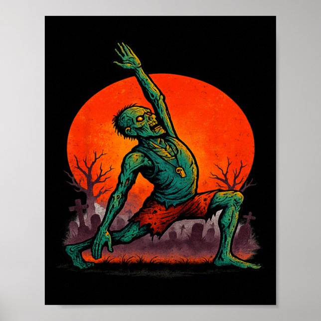 Affiche Yoga Zombie Étirement Pose Mort Vivant Clair de Lu (Devant)