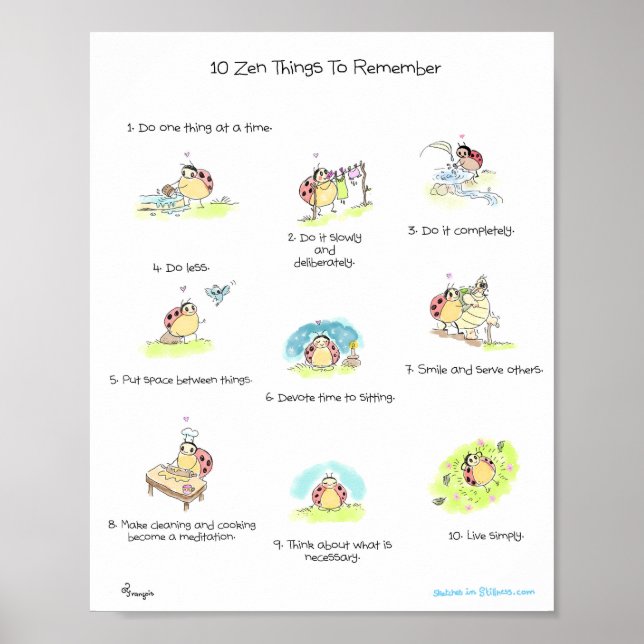 Affiche Yogi Ladybug "10 Zen Things To Remember" PRINT (Devant)