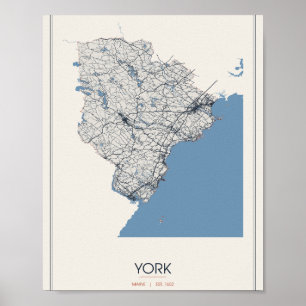 Affiche York, carte postale des rues du Maine – Fondée en