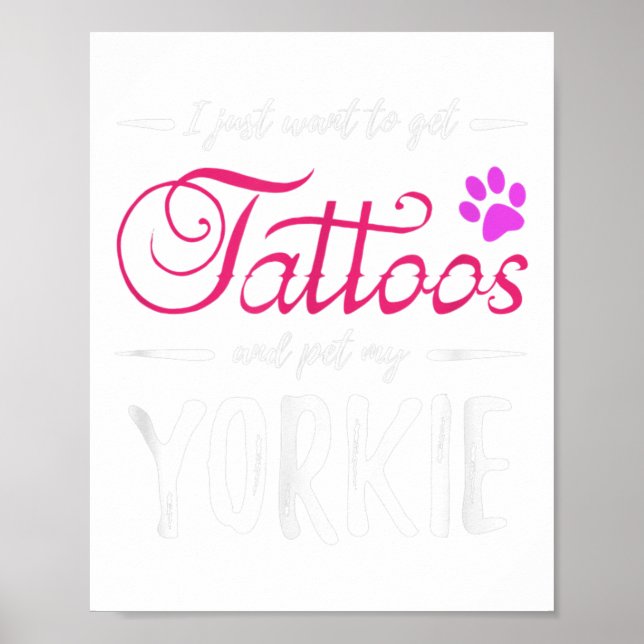 Affiche Yorkie Amoureux des chiens Tattoo Funny Chien Mama (Devant)