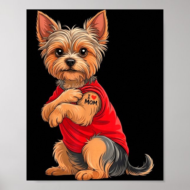 Affiche Yorkie avec yorkshire terrier tatoué amour (Devant)