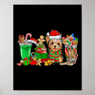 Affiche Yorkie Chien de Noël Pyjamas Café Latte Mugs Xma