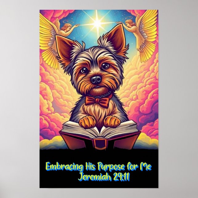 Affiche Yorkie chrétien embrassant son but pour moi (Devant)