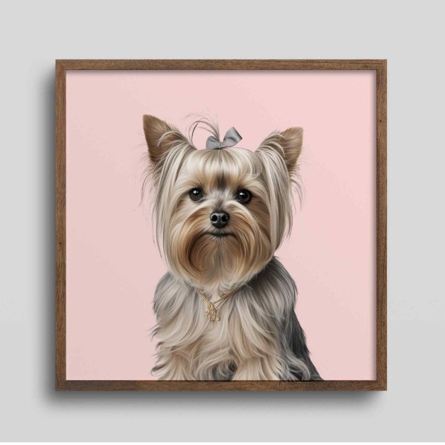 Affiche Yorkie Illustration Mur Art Décor maison Chien ros (Créateur téléchargé)