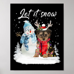 Affiche Yorkipoa Père Noël Chien Noël Snowman Noël Pajama