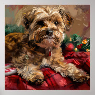 Affiche Yorkipoo Fête de Noël Festive