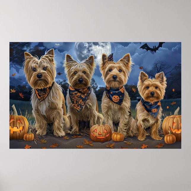 Affiche Yorkipoo Halloween Éffrayant (Devant)