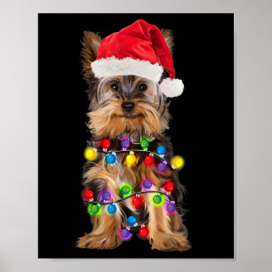 Affiche Yorkshire Noël Yorkie Chien Santa Hat Noël