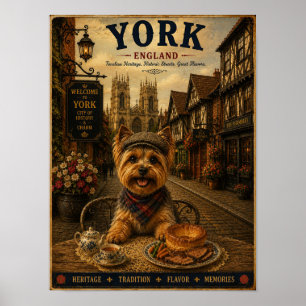 Affiche Yorkshire Terrier à York Art de Voyage Rétro